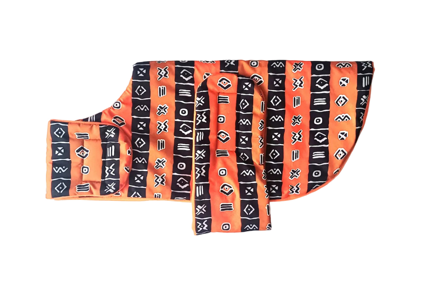 Orange and black patterned Dog Coat on a white background