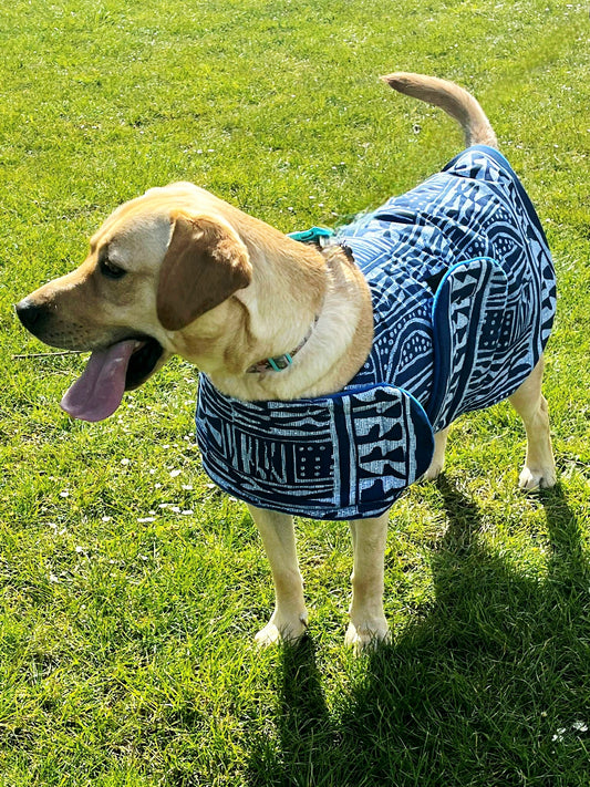 Oooh! Dog Coats! 100% Wax Cotton, Funky print, Handmade Dog Coat