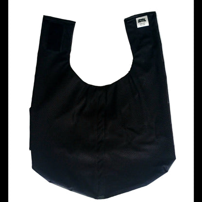 A black mesh sinner lining with a hook-and-loop strap closure, laid flat on a white background.