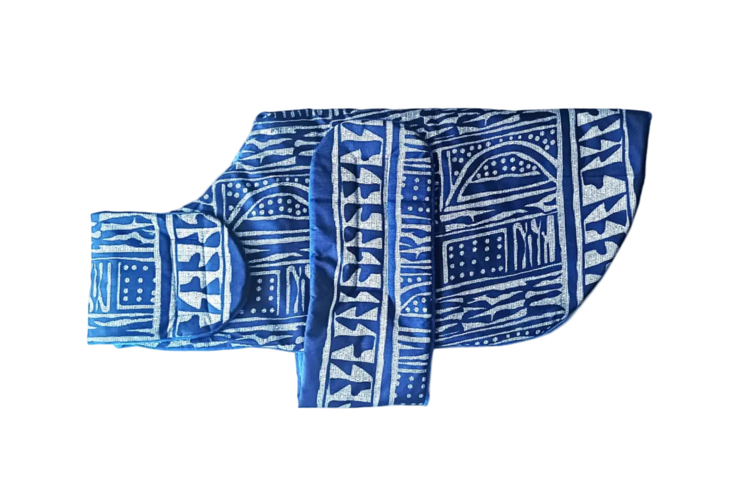 Blue and white patterned Dog Coat on a white background